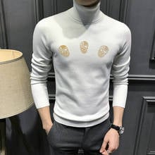 Suéter de cuello alto para hombre, jersey de manga larga con diseño de Calavera, superfrío, 100% 2024 - compra barato