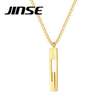 JINSE New Fashion 316L Stainless Steel Bar Pin Charms Pendant Necklaces for Women Hip Hop Jewelry Gold Metal Collier Femme Gifts 2024 - buy cheap
