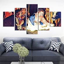 Home Decoration Canvas 5 Panel Prints Painting Poster Wall Birth of Christ Art For Bedside Background Modular Pictures Framework 2024 - buy cheap