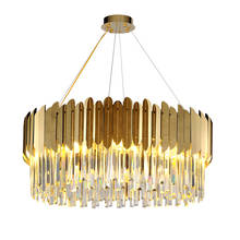 Lustre de cristal dourado em aço inoxidável pós-moderno, lustre de iluminação, suspensão, luminária, lâmpadas penduradas para hall 2024 - compre barato