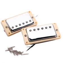 Conjunto de bobina dupla humbucker captador guitarra elétrica pescoço & ponte captador chrome com quadro amarelo ajuste lp guitarra 2024 - compre barato