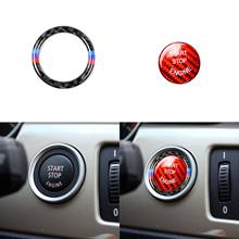 Carbon Fiber Car Engine Start Stop Ignition Button Cover Auto Interior  sticker Trim key Ring Fit For BMW E90 E92 E93 E89 2024 - buy cheap