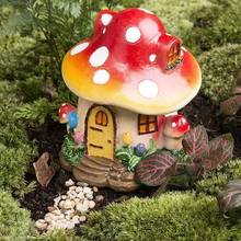 Casa de cogumelo decoração do jardim, mini casa de fadas paisagem, jardim de resina, artesanato, enfeite de flor de fada em vasos, plantas artesanais, decoração para casa 2024 - compre barato
