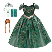 Disfraz de Anna y Elsa para niñas, elegante vestido de noche con bordado verde de Hada, Boutique y Princesa, para Halloween 2024 - compra barato