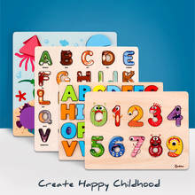 Brinquedos educativos cedo bebê mão aperto de madeira quebra-cabeça brinquedo alfabeto e dígito pai-criança brinquedo de madeira interativo presente 2024 - compre barato