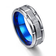 8MM Fashion Men Ring Personality Square Geometric Blue Stainless Steel Ring For Men Jewelry Accessories Wedding Bands Party Gift 2024 - buy cheap