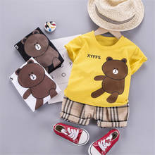 Conjuntos de crianças infantis meninos roupas crianças conjuntos de roupas de verão bebê meninos roupas bonito urso camiseta shorts 2 pçs conjunto 2024 - compre barato