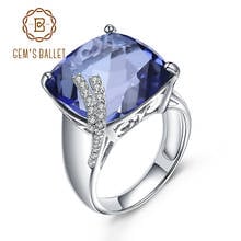 Женское кольцо из серебра 925 пробы, ювелирное изделие с квадратным мистическим кварцем-иолитом, Кольца Из синих драгоценных камней 2024 - купить недорого