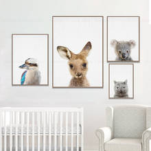 Animais australianos koala, canguru berçário parede arte imagem wombat, kookaburra lona cartaz nórdico pintura crianças decoração do quarto 2024 - compre barato