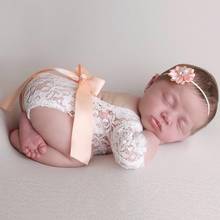 2pcs Newborn Photography Props Baby Girls Lace Rompers Headband Photo Shoot Princess Kids Clothes Jumpsuit Clothes Onesies 2024 - buy cheap