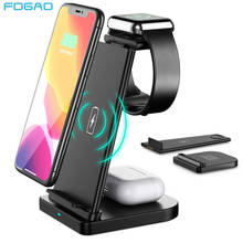 FDGAO 15W Qi Wireless Charger 3 in 1 Type C Fast Charging Station For iPhone 12 11 XS XR X 8 Apple Watch 6 5 4 3 2 AirPods Pro 2024 - buy cheap