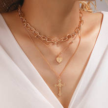 docona Bohemia Cross Heart Pendant Necklace for Women Girls Choker Punk Multi Layer Chain Necklace Jewelry Collar 13710 2024 - buy cheap