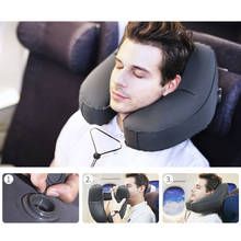 Almohada de viaje en forma de H, cojín plegable y ligero para el cuello, reposacabezas de coche para oficina, avión, tren, para dormir 2024 - compra barato