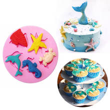 Moldes de silicona para decoración de tartas, moldes para Fondant, mar, 3D, Delfín, cangrejo, pescado, caballito de mar, estrella de mar 2024 - compra barato