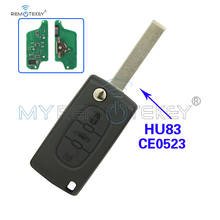 Ce0523 flip remoto chave do carro 3 botão 433 mhz id46-pcf7941 peça hu83 para peugeot para citroen remtekey 2024 - compre barato