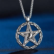 Wholesale Items Decoration On The Neck Round Shape Star With Moon Men's Chain Necklaces Stainless Steel Rock Punk Retro Pendant 2024 - buy cheap