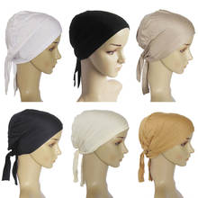 Bufanda de Hijab musulmán para mujer, gorros internos, diadema cruzada islámica, turbante, banda para el pelo, pañuelo para la cabeza 2024 - compra barato