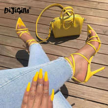 Sexy Yellow Sandals Ladies Sandals Summer New Pointed Fish Mouth Cross Stilettos Sharp Point Toe 11.5cm high heels drop shipping 2024 - buy cheap