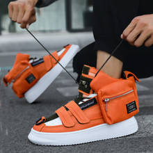 2021 novo verão de luxo laranja sapatos masculinos moda alta qualidade zip tênis dos homens hip hop alta superior sapatos casuais chauss homme 2024 - compre barato