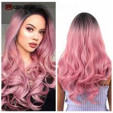 Wignee Long 2 Tone Ombre Pink Wavy Heat Resistant Synthetic Wigs For Women Glueless Wavy Daily Glueless Natural Fake Hair Wigs 2024 - buy cheap