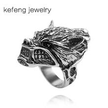 Мужское байкерское кольцо в стиле панк с волком, кольцо с головой волка, амулет, готическое кольцо в стиле рок, ювелирные изделия с животными, лучший подарок для друга, высокое качество 2024 - купить недорого