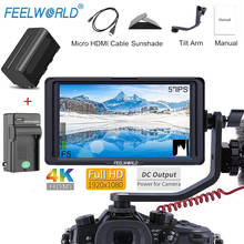 FEELWORLD-Monitor de campo de cámara DSLR F5 de 5 pulgadas, 4K, HDMI, Full HD, vídeo IPS de 1920x1080, Ayuda de enfoque máximo con batería NP750 y cargador 2024 - compra barato