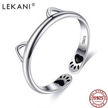 LEKANI-Anillo de Plata de Ley 925 con huellas de gato, joyería fina con diseño de huellas de gato, epoxi, para mujeres 2024 - compra barato