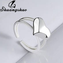 Shuangshuo 2021 Valentine's Day New Silver Color Sparkling Heart Ring for Women Anniversary Original Rings Wedding Jewelry Gift 2024 - buy cheap