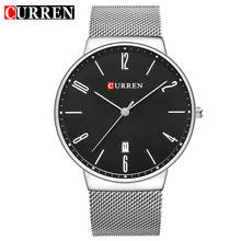 Curren-novo relógio de quartzo masculino, pulseira ultrafina, à prova d'água, com calendário, aço, social, para homens 2024 - compre barato