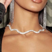 Stone efans-colar ondulado de strass feminino, assimétrico, vintage, para mulheres, de luxo, colares de gargantilha 2024 - compre barato