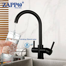 ZAPPO Matte Black Purity Drinking Water Kitchen Sink Mixer Tap Kitchen Faucet Dual Handles 360 Swivel Kitchen Tap Hot Cold Water 2024 - buy cheap