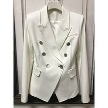 Высококачественный дизайнерский Блейзер 2020, женский двубортный пиджак на пуговицах, контрастный Топ, приталенный облегающий блейзер 2024 - купить недорого