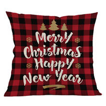 Cojín de dibujos animados de Papá Noel y alce para decoración navideña, almohada a cuadros rojos, adornos navideños, regalos de Navidad, cojines para sofá 2024 - compra barato