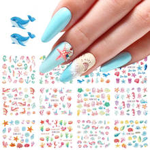 12pcs Cute Ocean Stickers For Nails Whale Dolphin Water Decals Sliders DIY Transfer Sticker Nail Art Decoration NFBN1813-1824 2024 - купить недорого