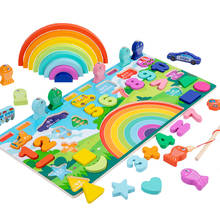 Jogo de brinquedo educacional montessori, jogo educativo de madeira para crianças de 1, 2 e 3 anos de autonomia, conta geométrica, blocos de empilhar 2024 - compre barato