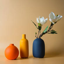 Jarrón de cerámica nórdica para el hogar, maceta de flores de arte Simple de Color Morandi, decoración con pequeño cuello de botella para plantas secas, D1 2024 - compra barato