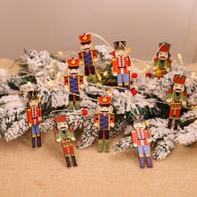 Boneco de nozes zakka, decoração de madeira com 9 utensílios, pingente de soldado com nozes, cores impressas, acessórios para árvores de natal 2024 - compre barato