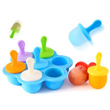 Mini molde de sorvete, de silicone com 7 buracos, com varas, ferramenta de suplemento alimentar de bebê, diy 2024 - compre barato