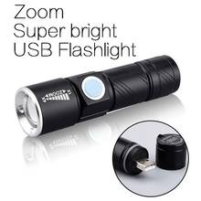 Linterna potente USB recargable, foco con zoom, linterna táctica impermeable, luz de Flash Led para acampar 2024 - compra barato