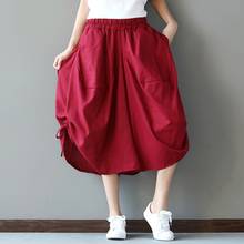 Summer Fashion Ethnic Solid Color Baggy Cotton Linen Trousers For Women Capris Loose Large Size Casual Lace Up Wide Leg Pants 2024 - buy cheap