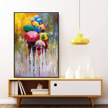 Pintura a óleo abstrata, chuva de dia e arco-íris, pintura em tela, posteres e impressões, arte de parede, imagem, decoração da sala de estar 2024 - compre barato