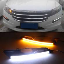 1Pair Daytime Running Lights fog lamp cover Daylight with yellow signal For Honda Crosstour 2010 2011 2012 2013 2024 - buy cheap