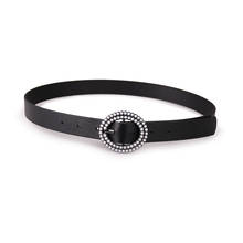 Round Buckle Pearl Belts Women's Casual Solid PU Leather Thin Belt Fashion Decorative Belt Ladies Wild  Belt BL527 2024 - buy cheap