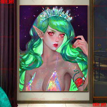 Diy quadrado completo/redondo broca de cabelo verde elf menina diamante pintura ponto cruz diamante mosaico strass 5d bordado decoração 2024 - compre barato