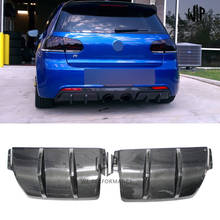 Golf 6 R20 Two Pieces High Quality Carbon Fiber Rear Bumper Lip Diffuser Car Styling For Volkswagen Golf 6 R20 Car Body Kit 2012 2024 - buy cheap