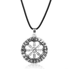 HEYu Necklace Jewelry Viking Rune Pendant Necklace Vegvisir Hollow Compass Shape Odin Symbol Necklaces Norse Runic Gift for Men 2024 - buy cheap