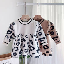 2019 Fashion Autumn Winter Girls Clothes Children Kids Classic Leopard Knit Dress Toddler Girl Mink Cashmere Sweater Outerwear 2024 - buy cheap