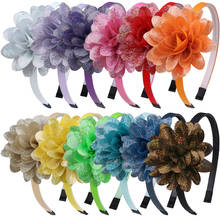 12pcs/set Girls Floral Hairband Children Spring Hair Accessories Laser Shiny Flower Layers Petal 3 Inch Bows with Headband 2024 - buy cheap
