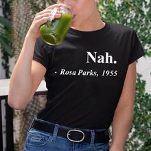 Camiseta feminina manga curta equal, camiseta gráfica equal direitos iguais, estampa de 1955 trelhas e parques 2024 - compre barato
