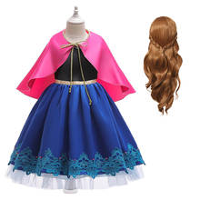 Vestido de princesa anna vogueon, fantasia infantil de rainha da neve para festa de aniversário, halloween e anna 2024 - compre barato